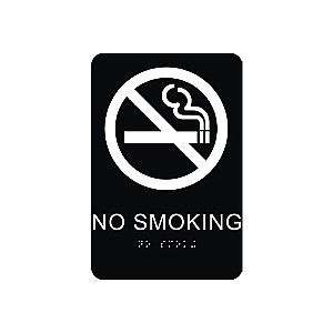 Plastic NO SMOKING Signs - 6" x 9" Braille / Tactile