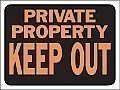 Plastic PRIVATE PROPERTY KEEP OUT Signs - 12" x 9" Hy-GLO