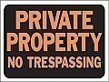 Plastic PRIVATE PROPERTY NO TRESPASSING Signs - 12" x 9" HY-GLO