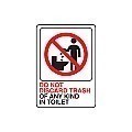 Plastic DO NOT DISCARD ITEMS IN TOILET Signs - 5" x 7" Deco Style