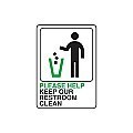 Plastic KEEP RESTROOM CLEAN Signs - 5" x 7" Deco Style