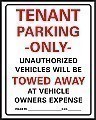 Tenant Parking Sign |15" x 19" Heavy-Duty Plastic Sign: TENANT PARKING ONLY - UNAUTHORIZED VEHICLES...