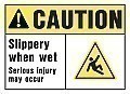 HD Poly CAUTION - SLIPPERY WHEN WET Signs - 14" x 10"