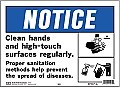 HD Poly NOTICE - CLEAN HANDS Signs - 14" x 10"