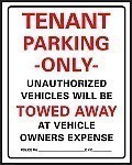JUMBO HD Plastic TENANT PARKING ONLY - UNAUTHORIZED VEHICLES Signs - 15" x 19"