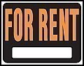 JUMBO Plastic FOR RENT Signs - 19" x 15" HY-GLO
