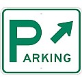 Alum. PARKING Signs (with Diagonal Arrow) - 18" x 15" x 0.080