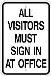 Alum. ALL VISITORS SIGN IN Signs - 12" x 18" x 0.080