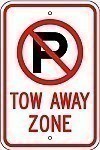 Alum. NO PARKING - TOW AWAY ZONE (with Symbol) Signs - 12" x 18" x 0.080