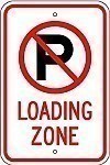 Alum. NO PARKING - LOADING ZONE (with Symbol) Signs - 12" x 18" x 0.080