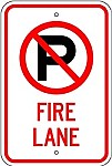 Alum. NO PARKING - FIRE LANE (with Symbol) Signs - 12" x 18" x 0.080