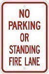 Alum. NO PARKING OR STANDING - FIRE LANE Signs - 12" x 18" x 0.080
