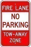 Alum. NO PARKING - FIRE LANE - TOW AWAY ZONE Signs - 12" x 18" x 0.080