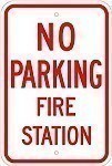 Alum. NO PARKING - FIRE STATION Signs - 12" x 18" x 0.080