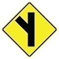 Alum. SIDE ROAD AHEAD Sign  (LEFT or RIGHT)  |   Various Sizes x 0.080 Thick  -   W2-3
