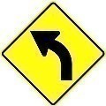 Alum. CURVE AHEAD Sign  (LEFT or RIGHT) |   Various Sizes x 0.080 Thick  -   W1-2