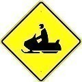 Alum. SNOWMOBILE CROSSING AHEAD Sign    |   Various Sizes x 0.080 Thick  -   W11-6