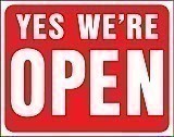 19" x 15" Red/ White Plastic Sign: Yes, We're Open / Sorry We're Closed (2-Sided Sign)