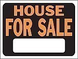12" x 9" Hy-Glo Plastic Sign:  HOUSE FOR SALE (w/ Blank Info Box)