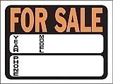 12" x 9" Hy-Glo Plastic Sign:  FOR SALE (w/ Labelled Info Boxes) 