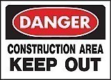 14" x 10" Heavy-Duty Polyethylene OSHA Sign:  DANGER - CONSTRUCTION AREA - KEEP OUT