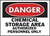 14" x 10" Heavy-Duty Polyethylene OSHA Sign:  DANGER - CHEMICAL STORAGE AREA....