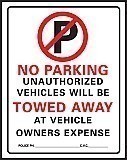 No Parking Signs | 15" x 19" Heavy-Duty Plastic Sign:  NO PARKING - UNAUTHORIZED VEHICLES......