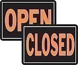 14" x 10" LG - Hy-Glo Aluminum Sign:  OPEN / CLOSED (2-Sided)