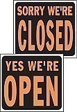 19" x 15" Hy-Glo Plastic Sign:  SORRY, WE'RE CLOSED / YES, WE'RE OPEN (2-Sided Sign)