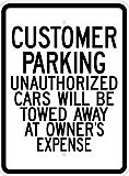 18" x 24" x 0.080 Aluminum Sign: CUSTOMER PARKING - UNAUTHORIZED CARS WILL BE TOWED...  