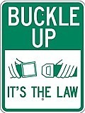 18" x 24" x 0.080 Aluminum Sign:  BUCKLE UP - IT'S THE LAW (with Graphic)