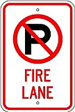 12" x 18" x 0.080 Aluminum Sign: NO PARKING - FIRE LANE (with Symbol)