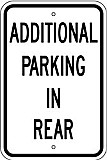 12" x 18" x 0.080 Aluminum Sign: ADDITIONAL PARKING IN REAR