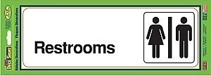 Plastic RESTROOMS Signs - 9" x 3" Deco Style