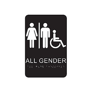 Plastic ACCESSIBLE ALL GENDER RESTROOM Signs - 6" x 9" Braille / Tactile
