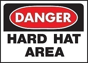 14" x 10" Heavy-Duty Polyethylene OSHA Sign: DANGER - HARD HAT AREA