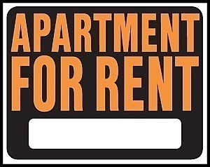 JUMBO Plastic APARTMENT FOR RENT Signs - 19" x 15" HY-GLO