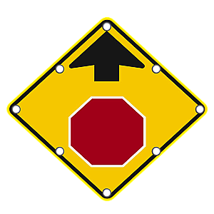 Lighted STOP SIGN AHEAD Sign