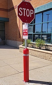 GETES base with Bollard Cover at STOP Sign