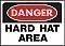 HD Poly DANGER - HARD HAT AREA Signs - 14" x 10"