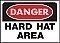 14" x 10" Heavy-Duty Polyethylene OSHA Sign: DANGER - HARD HAT AREA