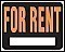 19" x 15" Hy-Glo Plastic Sign:  FOR RENT (w/ Blank Info Box)