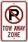 Alum. NO PARKING - TOW AWAY ZONE (with Symbol) Signs - 12" x 18" x 0.080